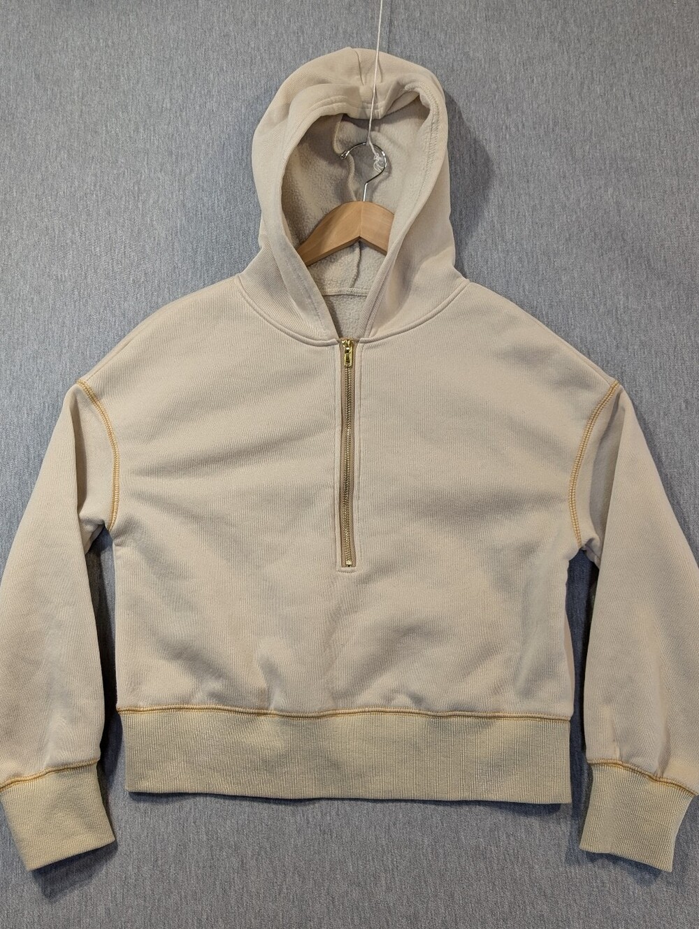 Shein 1/2 Zip Pullover Hoodie Women's 4 Cream Fleece Lined